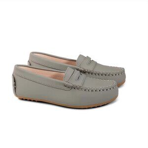 Raybelle Boys Gray Leather Penny Loafer Shoes Size 31 New